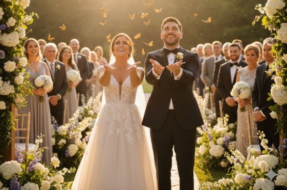 butterfly release at a wedding ceremony