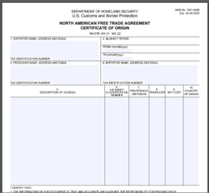 NAFTA Cert